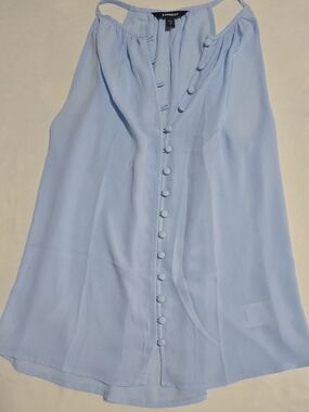 Express Light Blue Button-Front Halter Camisole